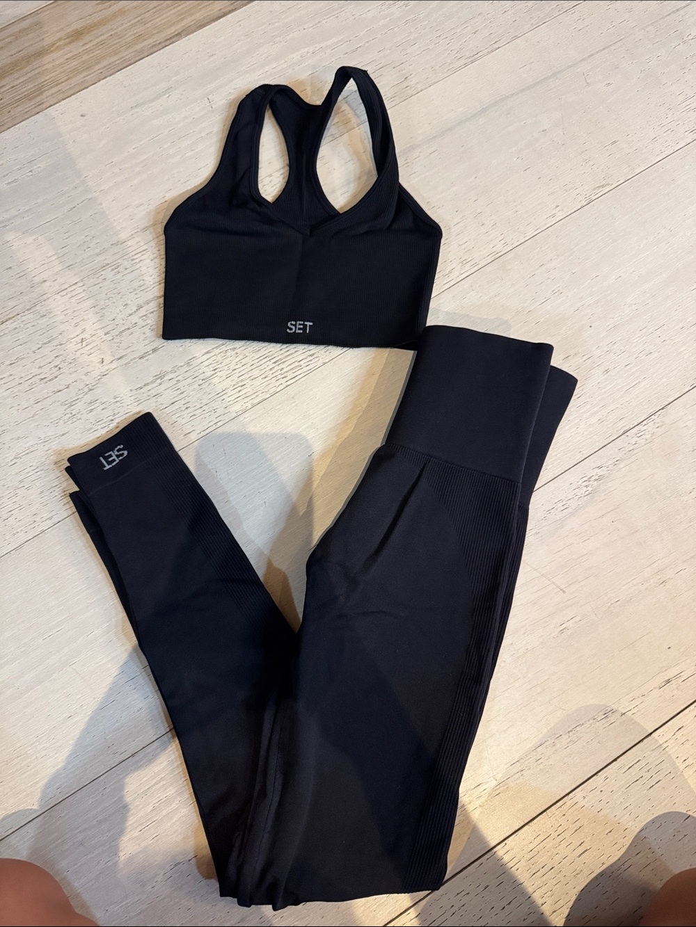 SET Active Black Seamless Sports Bra & Leggings Set